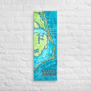 Outer Banks Map Canvas Print 12 inch x 36 inch
