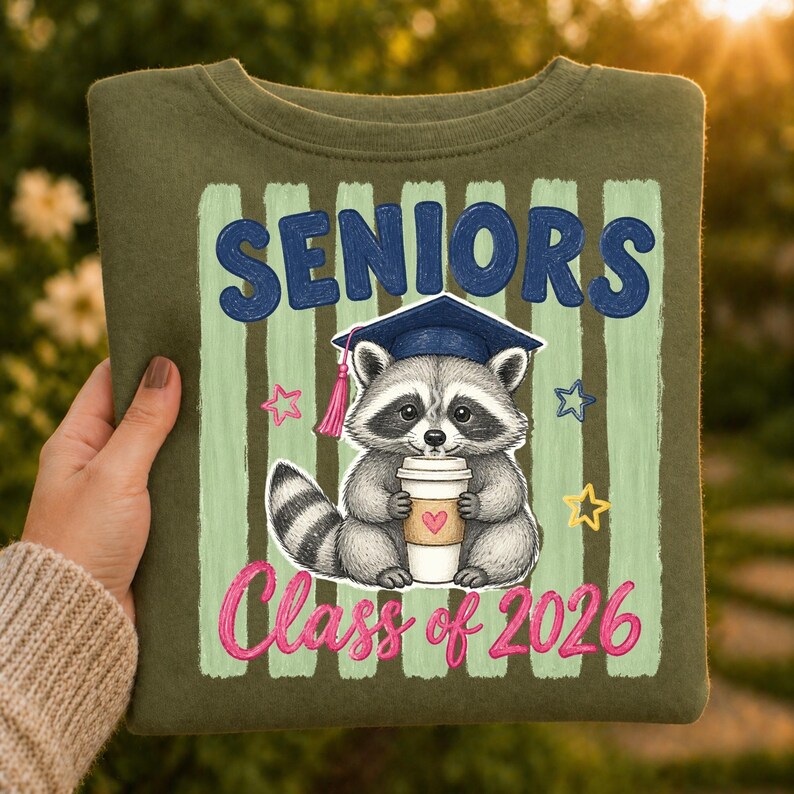 Senior Racoon Senior Class of 2026 PNG: Raccoon Graduation Design (digital Download ...