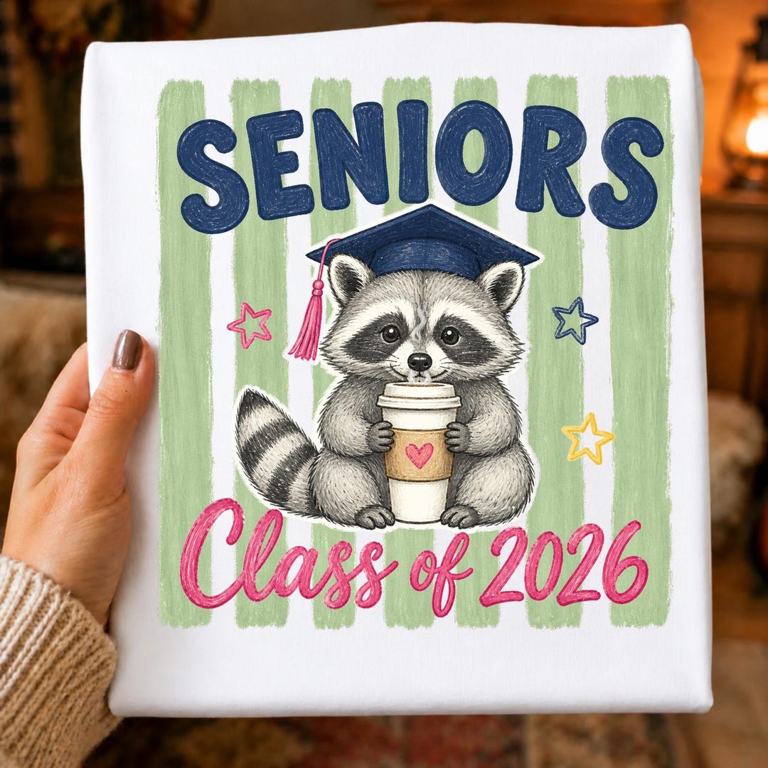 Senior Racoon Senior Class of 2026 PNG: Raccoon Graduation Design (digital Download ...