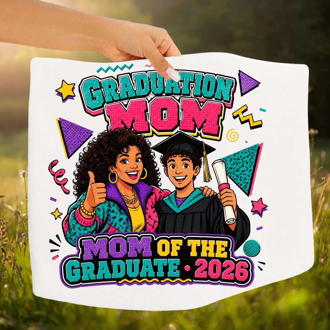 Graduation Mom 2026 PNG: Retro 90s Melanin Proud Mama Design (digital ...
