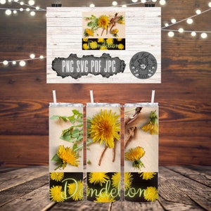 Dandelion 20oz Tumbler Wrap Design | Herbal Tea | Medicinal herb | Sublimination | Cricut | digital design files