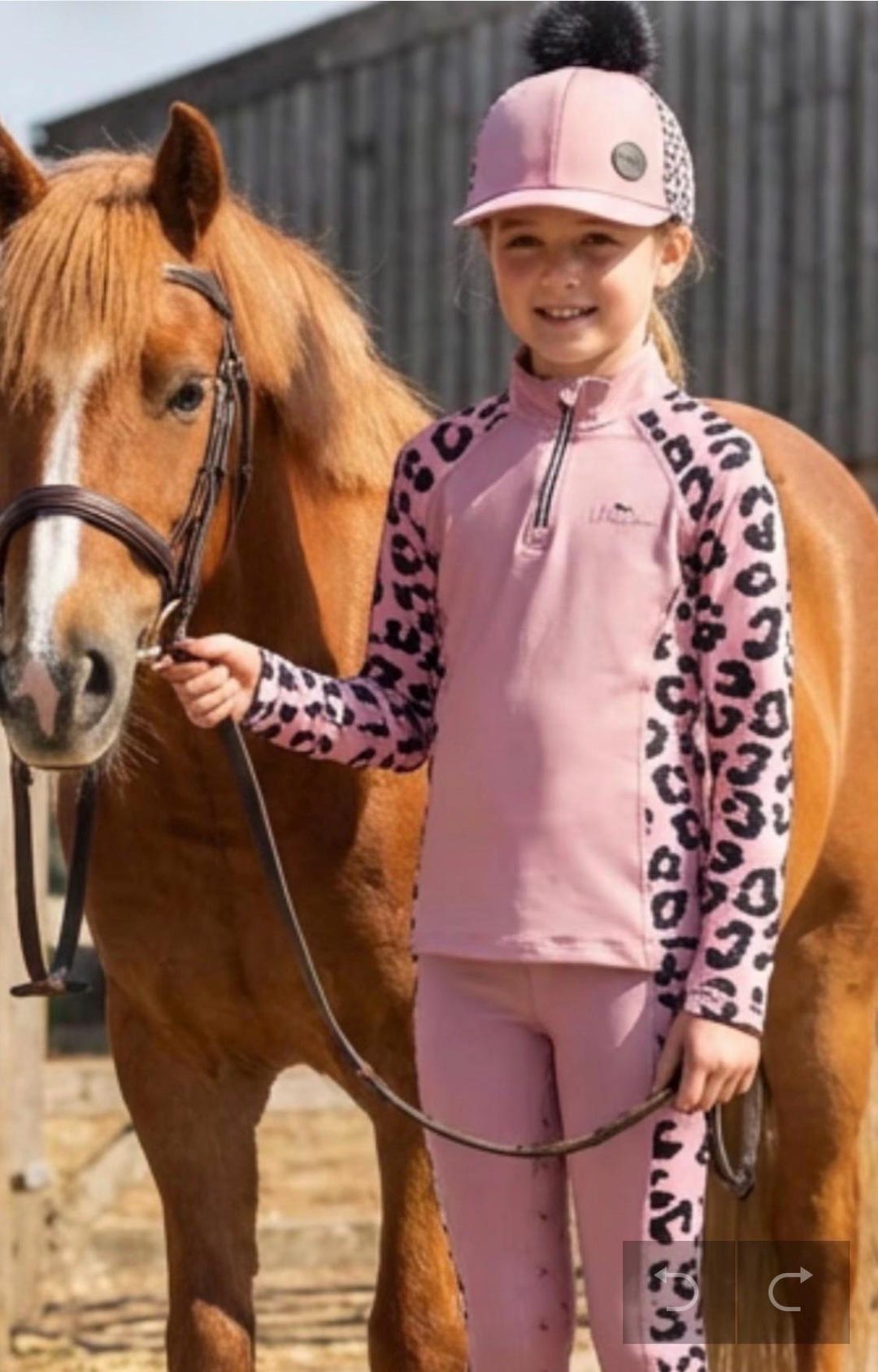 Children’s Pink Leopard Equestrian Riding Set | Long Sleeve Top and ...