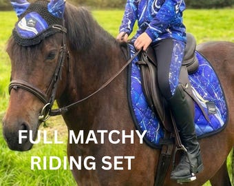 Children's Matchy Matchy Riding Set: Royal Blue Marble Summer Pony