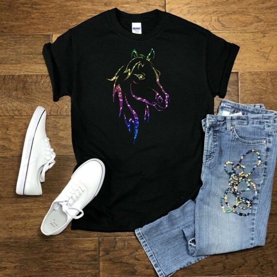 Colorful Rainbow Horse Head Shirt Colorful Rainbow Horse Head Shirt