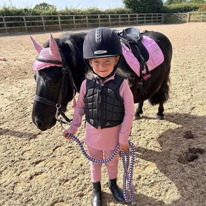 Children's Personalised Dusty Pink Horse Riding Set: Custom Pony & Rider Name Saddle Pad and Numnah Pony Gift For Equestrian.