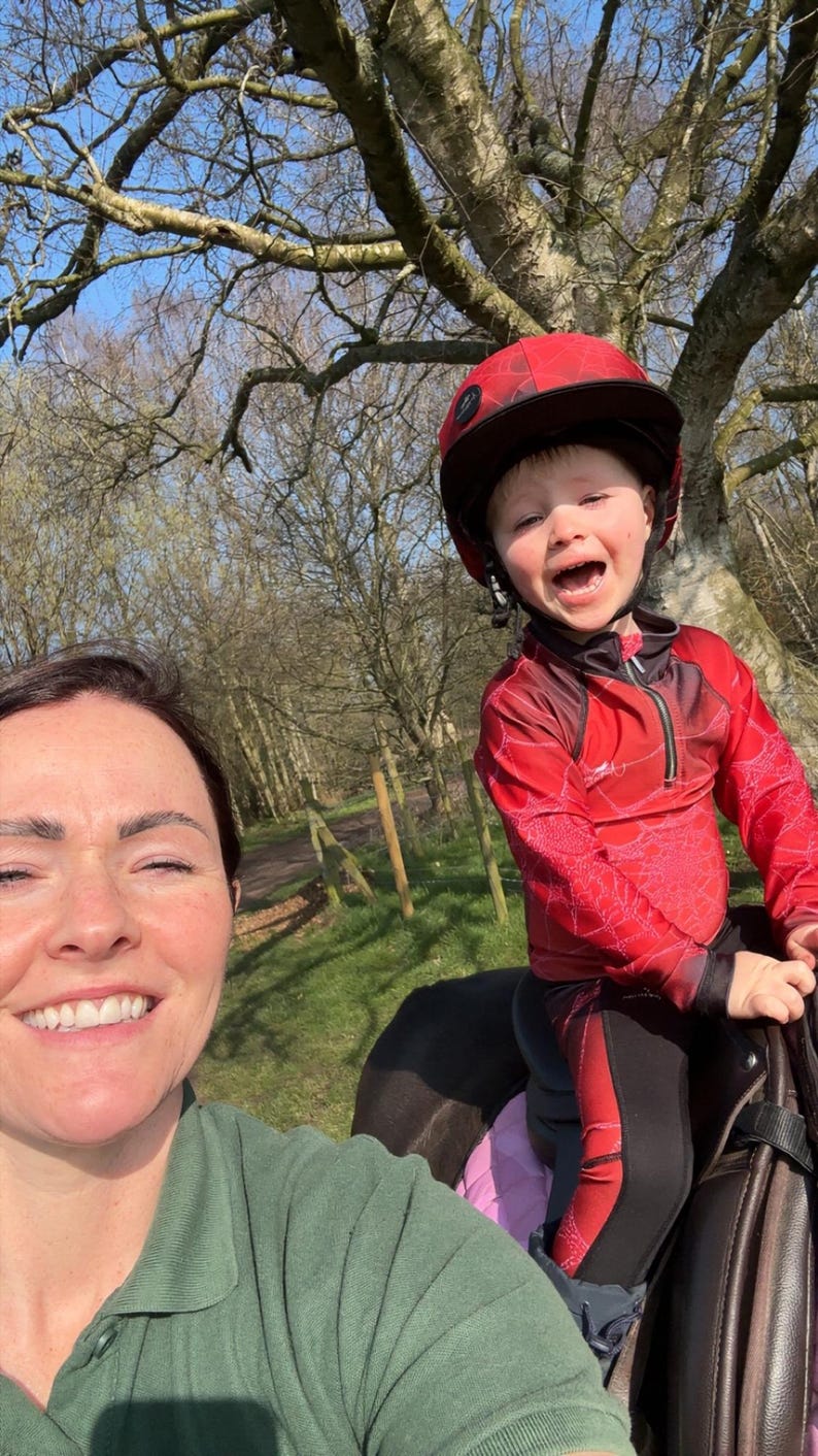 Kids Pony Riding Set Children's Spider-Man Equestrian Set - Base Layer, Leggings, Saddle Pad Hat & Ear Net - Optional Front Brushing Boots. image 13