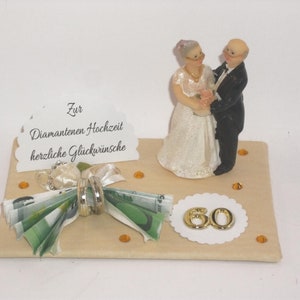 Geldgeschenk Diamantene Hochzeit, Diamanthochzeit, 60, Ehejubiläum, 60 Jahre verheiratet, lange Ehe, Geldverpackung, Jahrestag, Hochzeitstag
