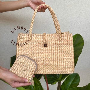 VENDEDOR ESTRELLA / Conjunto de bolso de paja - Chiang Mai Bolso y billetera de paja hechos a mano: regalo natural para ella