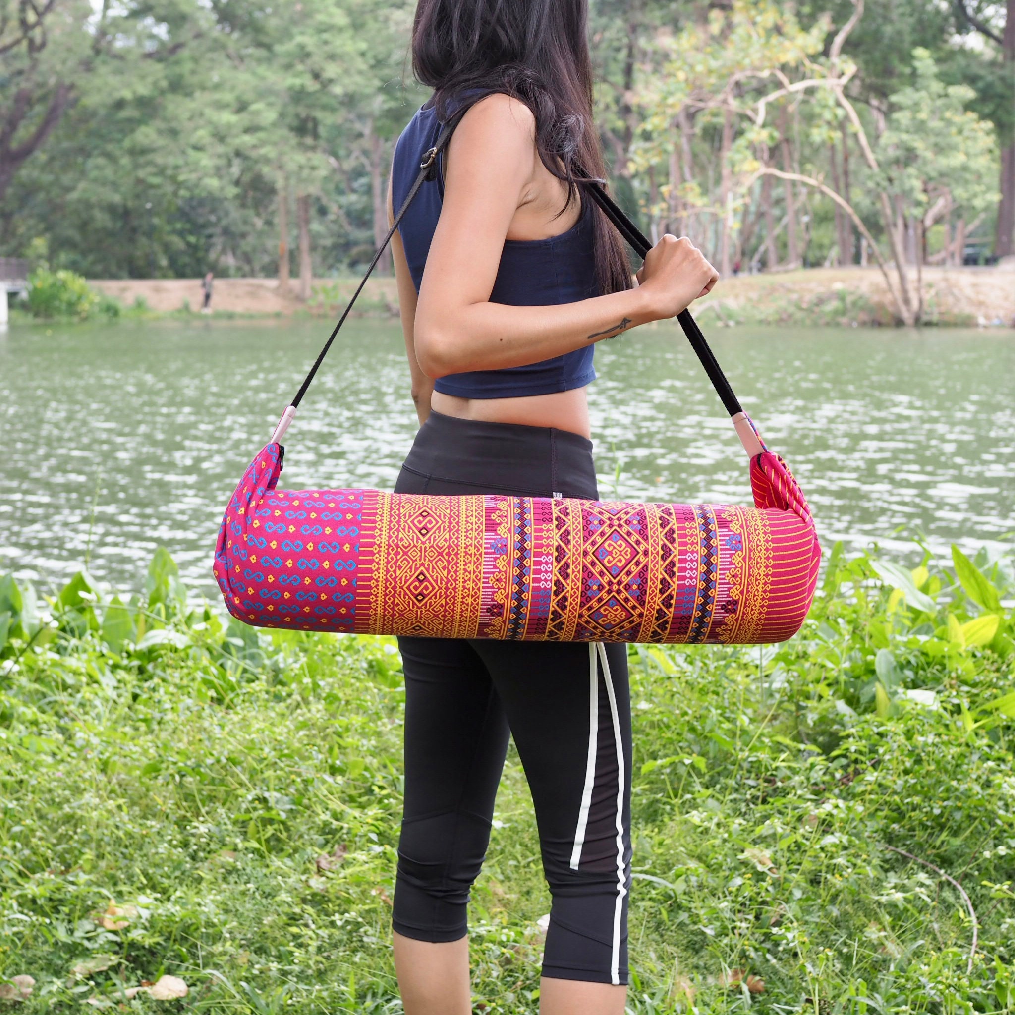 Green Bird Pattern Yoga Mat Bag, Tribal Yoga Mat Bag, Hmong Embroidered Yoga  Mat Bag, Yoga Bag for Women, Thai Yoga Mat Bag BG316GREB 