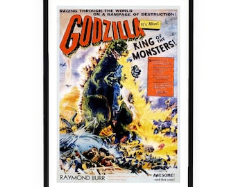 ゴジラ キング・オブ・モンスターズ 1956 ヴィンテージ映画ポスター – レトロ怪獣アートプリント – 象徴的なモンスター映画の壁飾り
