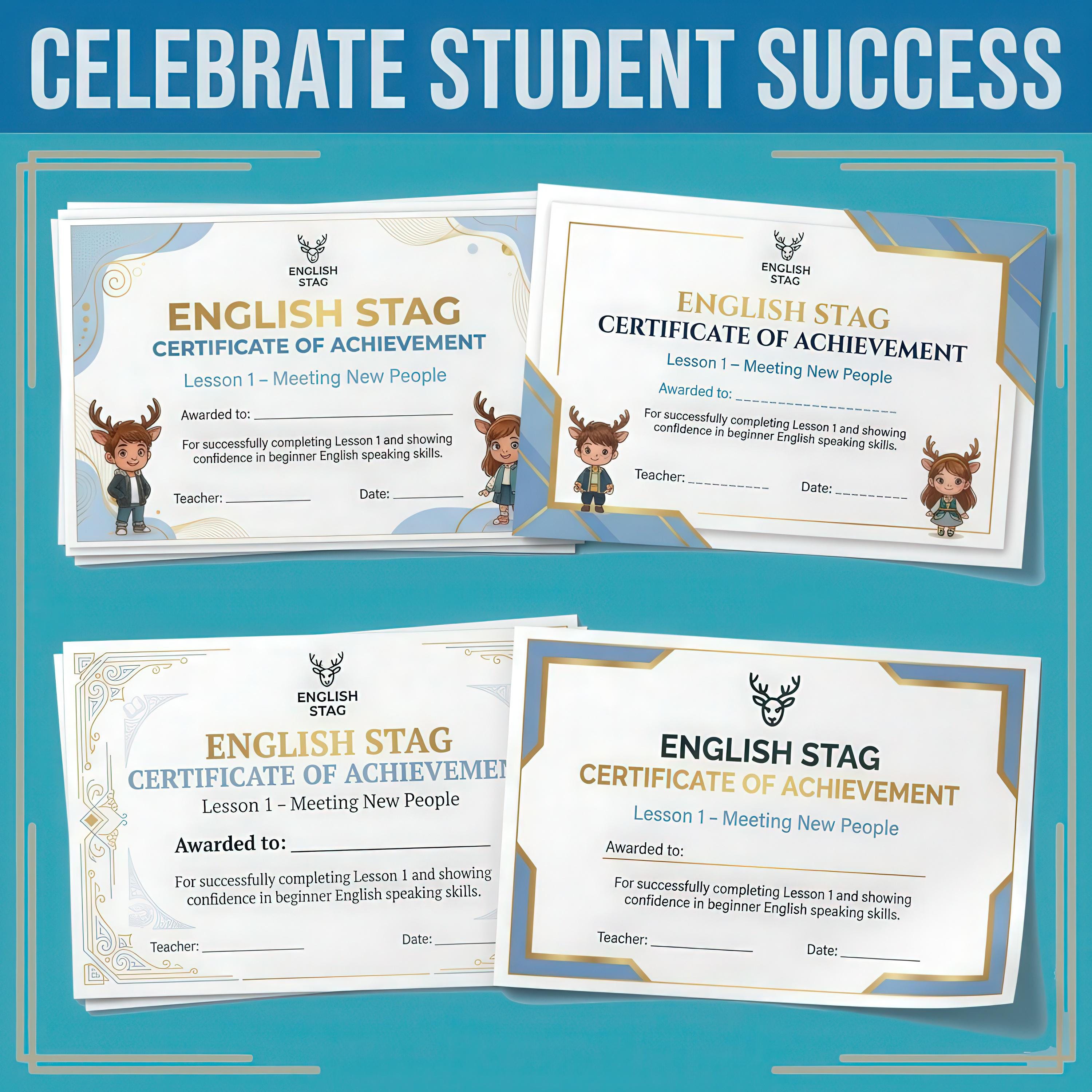 ESL Certificates Printable | Beginner English Reward Certificates | A1