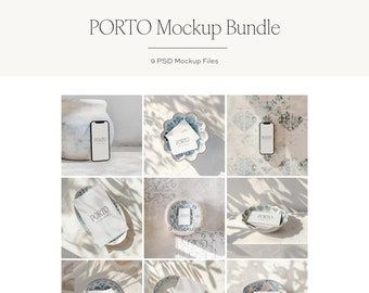 Collezione di mockup Porto / Mockup / Mockup estetico / Mockup elegante / Mockup Photoshop / Mockup modificabile / Mockup moderno / Mockup minimale