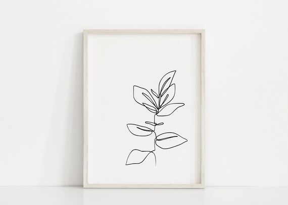 Plant Art Modern Wall Print Line Drawing Printable Plant - Etsy