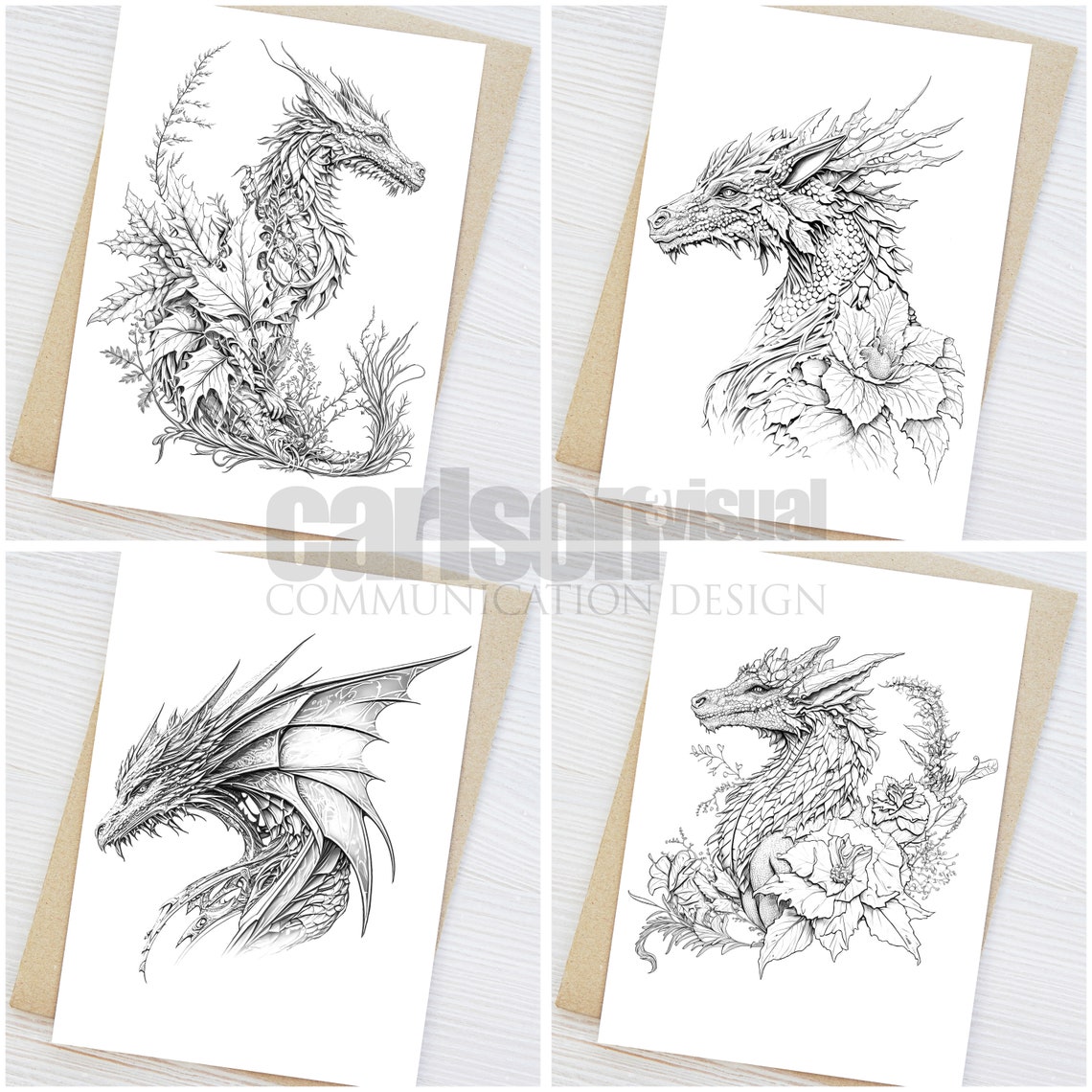 20 Dragon Coloring Pages Adults & Kids Coloring Pages, Instant Download