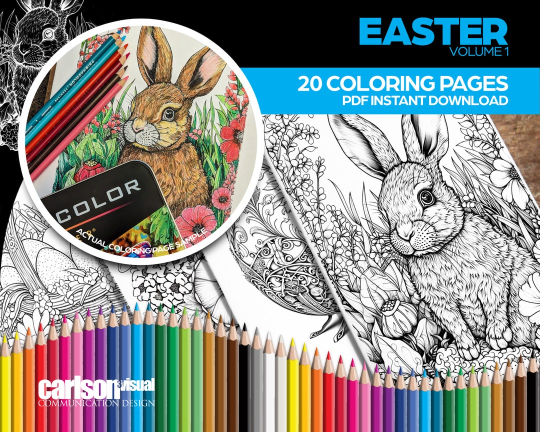 20 Easter Themed Coloring Pages - Adults Coloring Pages, Instant ...