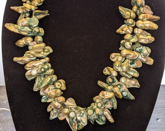 Vintage Shell Jewelry Set (Collar, Pendientes y Anillo)