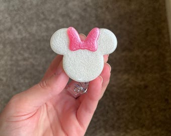 Minnie Mouse Glitter Badge Reel, Retractable Alligator Clip, Disney, Nurse Teacher Doctor Gift