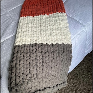 Color Block Chunky Knit Throw Blanket