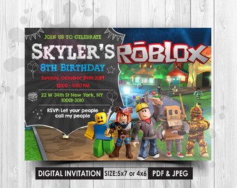Roblox Party Games Etsy - roblox invitations roblox invitation roblox birthday roblox birthday party roblox theme khc