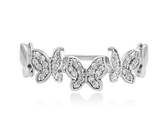 Diamant Schmetterling Ring: 14K Gold Pave Ehering