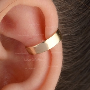 Gold Wrap Ear Cuff, 10K/14K/18K Solid Plain Gold, Handmade Non-Pierced Cartilage Cuff, Minimalist Style, Valentine's Day Gift for Her