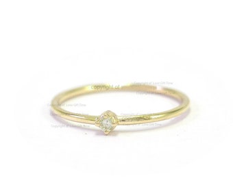 Diamond Ring / Diamond Solitaire Ring / Solitaire Diamond Ring / Promise Ring / Simple Diamond Ring / 14K gold Band Ring / Stacking Ring