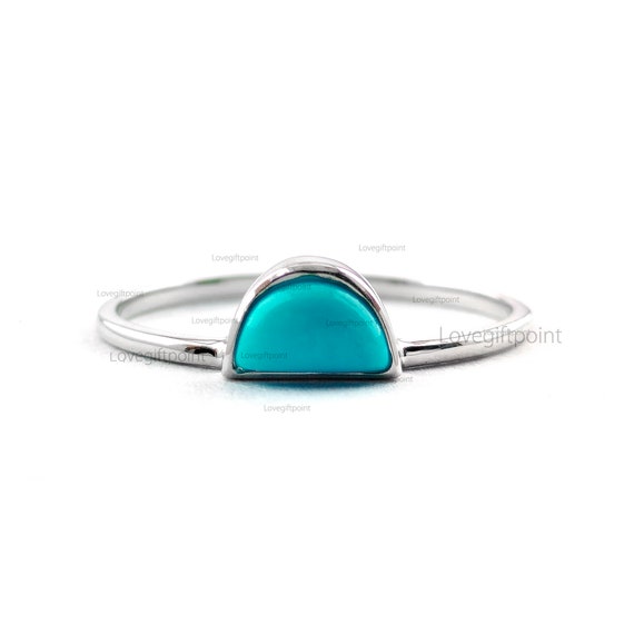 指輪・リング Arizona White Turquoise Ring Hand Made Arizona Turquoise Ring, 14K White Gold Bezel, Handmade Dainty Ring