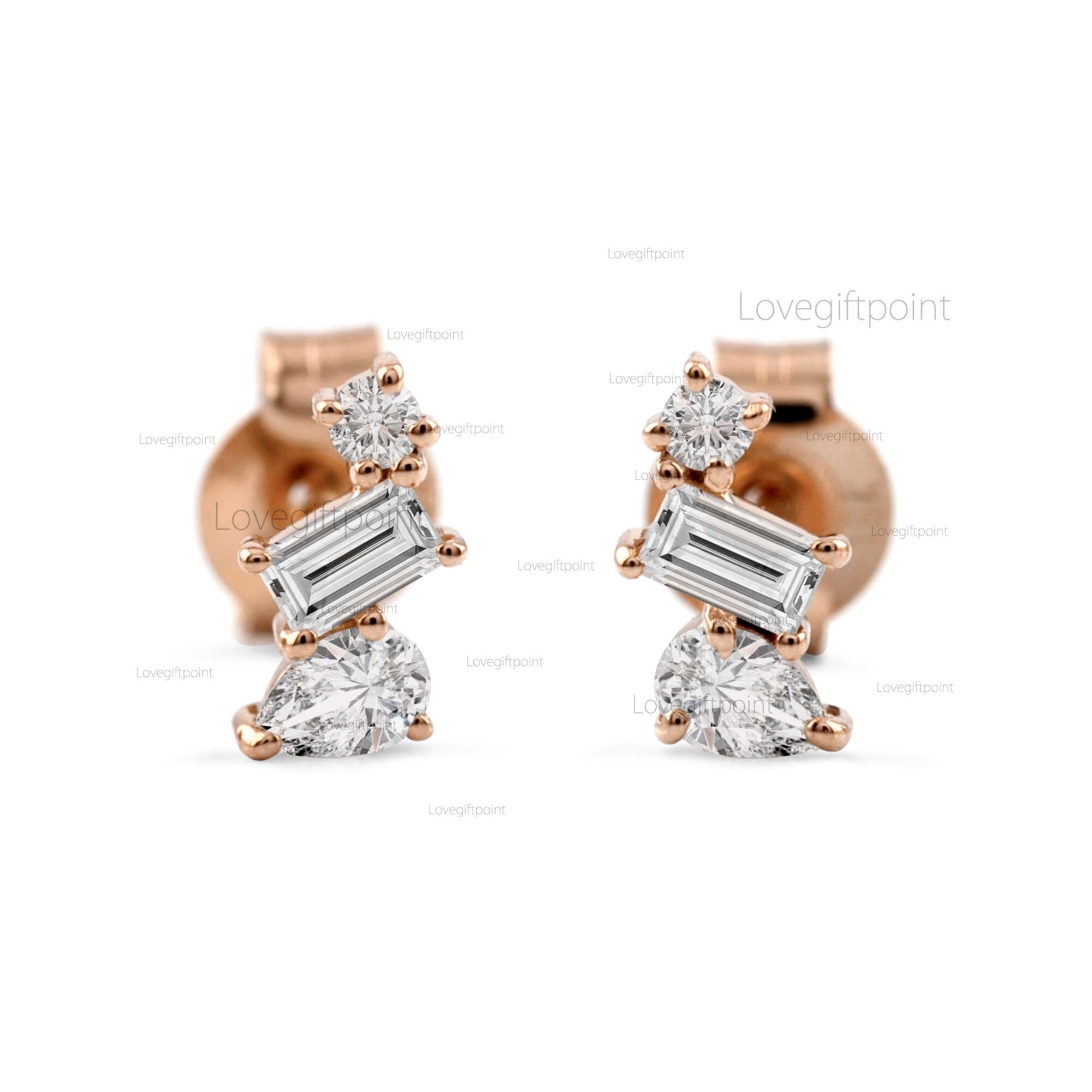 ◆STONEHENgE◆ Grain 14K Brown Diamond One Touch Earrings SA Buy 0.786 Carat Round cut 14k Yellow Gold Brown Diamond