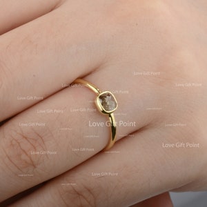 14K Solid Yellow Gold Salt and Pepper Diamond Wedding Mini Wedding Ring Birthday Handmade Minimalist Fine Jewelry Special Gift For Her.