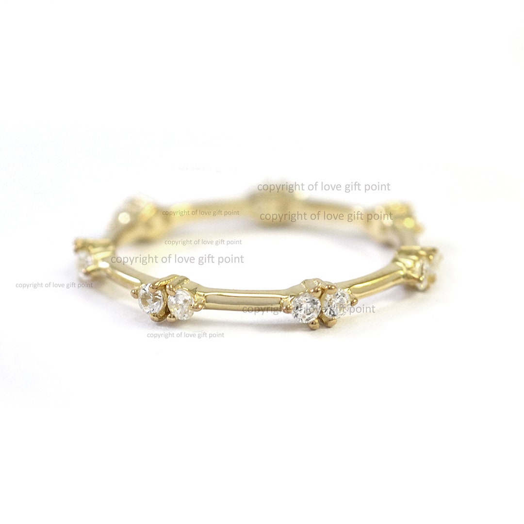 14K Yellow Gold Diamond Eternity Band Ring: Handmade Wedding Jewelry - Etsy