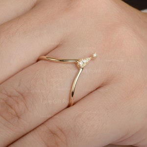 Elegant 14K Gold Diamond Chevron Ring - Perfect Anniversary Gift For Her - V Shape Ring - V Ring with Stunning Genuine Diamonds