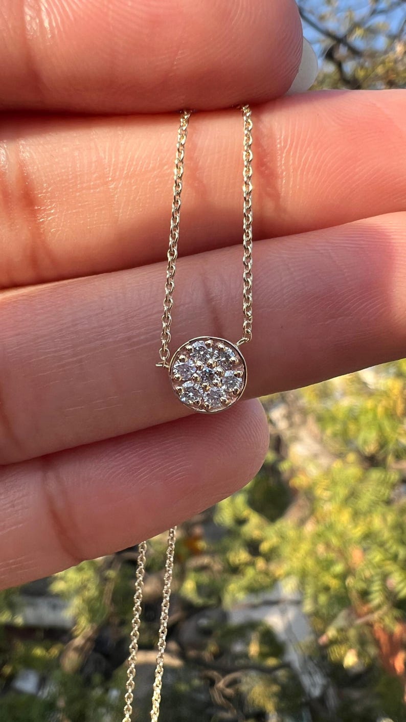14K Yellow Gold Diamond Pave Pendant Necklace: Party Wear Jewelry image 1