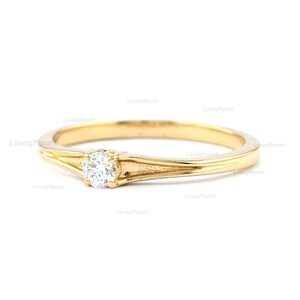 Tapered Shank Ring, Natural SI G-H Diamond Solitaire Ring, Solid 18K Yellow Gold Ring, Wedding Ring, Engagement Ring, Fine Jewelry
