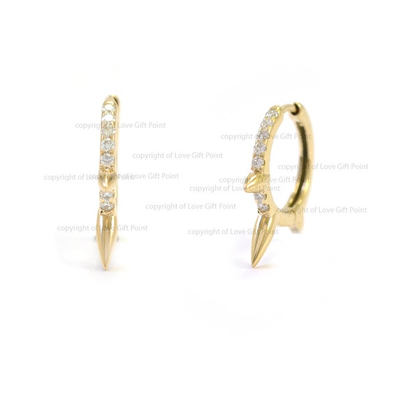 Pretty 18K Oro Oro Blanco Diamante pendiente Hoop 256