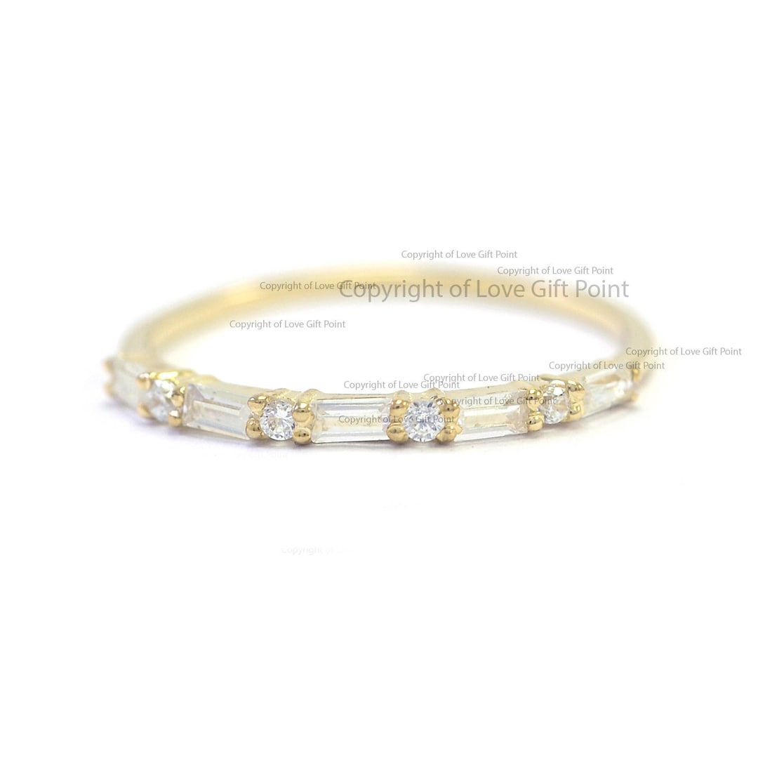 14K Yellow Gold Baguette Diamond Eternity Wedding Band Ring - Etsy
