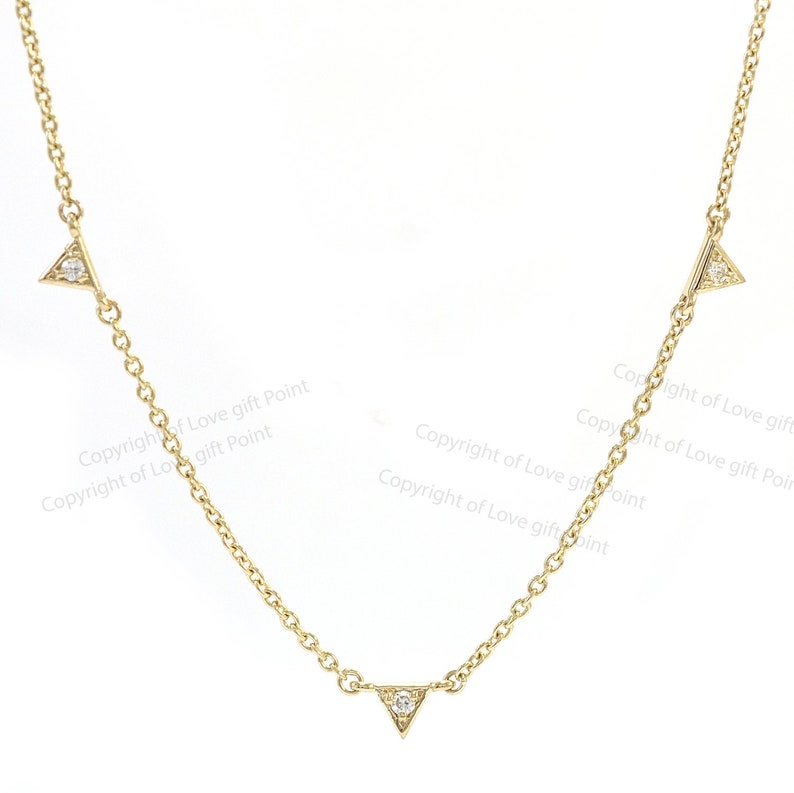 Solid 14k Yellow Gold Layering Triangle Chain Choker Necklace - Etsy