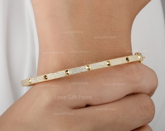 Handgemachtes 14K Gelbgold Diamant Eternity Armreif Armband
