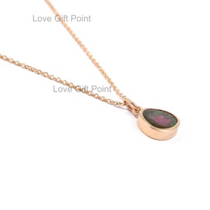 Handmade 14K Yellow Gold Watermelon Tourmaline Pendant Necklace