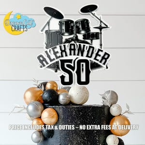 Custom Drums Cake Topper | Personalized Music Birthday Cake Topper | Rock Band Party Decor | Layered Drum Set Topper