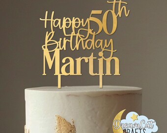 Happy 50th Birthday Acrylic Cake Topper | Personalized Name Cake Topper | Custom Cake Topper | 50th 30th 40th 60th 70th 80th cake decoration