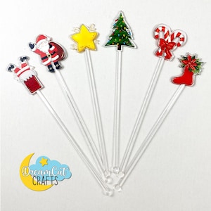 Weihnachten Getränkerührer | Lasergeschnittene Acrylrührer mit UV-Druck