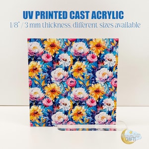Acrilico con motivo floreale / Pannello stampato UV con peonie per laser cutter / Pannello MDF stampato / Pannello artigianale con fiori per taglio laser