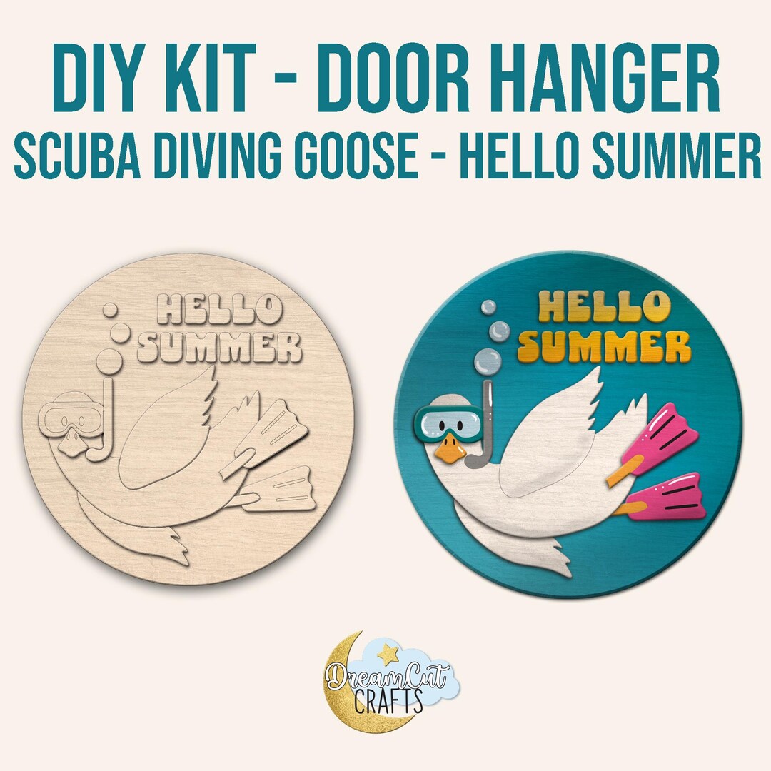 Hello Summer DIY Door Hanger Kit – Laser Cut Round Layered Wood Door ...