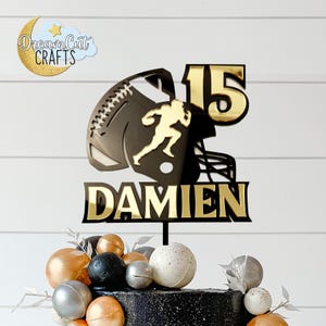 Custom Cake Topper Football cake Topper Birthday Cake topper Party Event Decor Personalized Football player cake topper