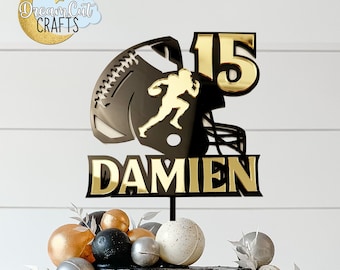 Custom Cake Topper Football cake Topper Birthday Cake topper Party Event Decor Personalized Football player cake topper