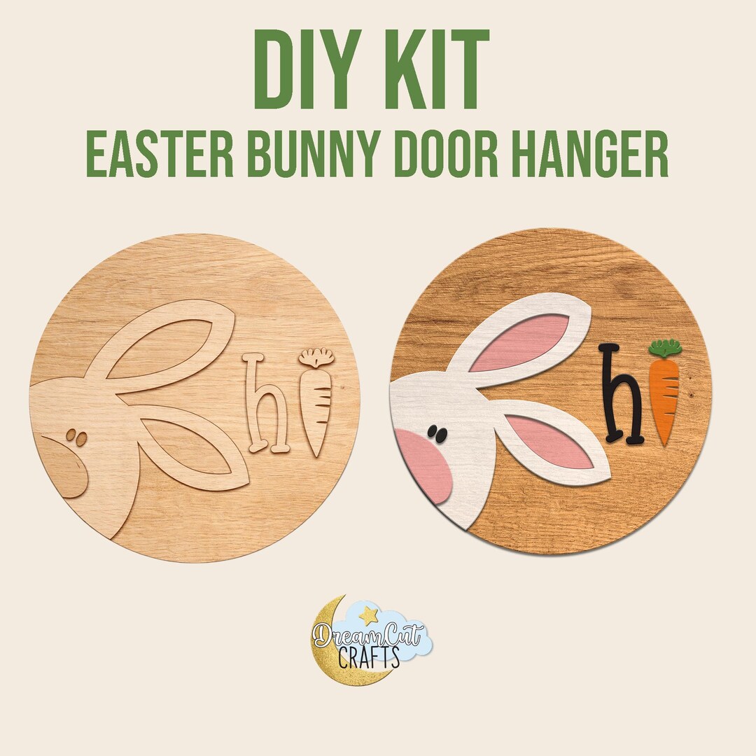 Easter Bunny DIY Sign Kit – Laser Cut Round Layered Wood Door Hanger - Etsy