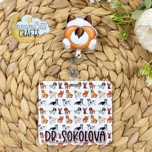 Corgi Butt Badge Reel & Personalized Badge Buddy Set | Vet Tech ID Badge | Cute Dog Print badge | Custom Name Tag for Vet, RN, Nurse, Doctor