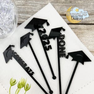 Personalized Drink Stirrers | Custom Swizzle Stick | Custom Graduation Party Decor | Cocktail Bar Accessories | Party Sticks