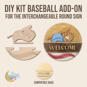 Kit de bricolage complémentaire Baseball | Panneau de bienvenue sport en contreplaqué stratifié | Décoration softball