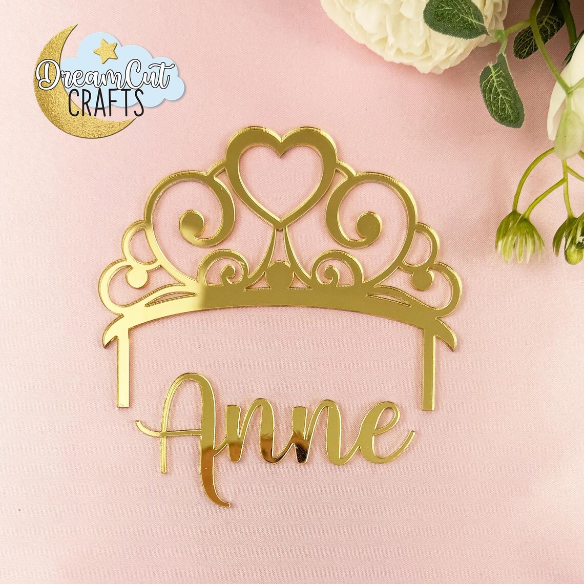 Custom Cake Topper Tiara | Princess Crown Cake Topper | Custom Name ...